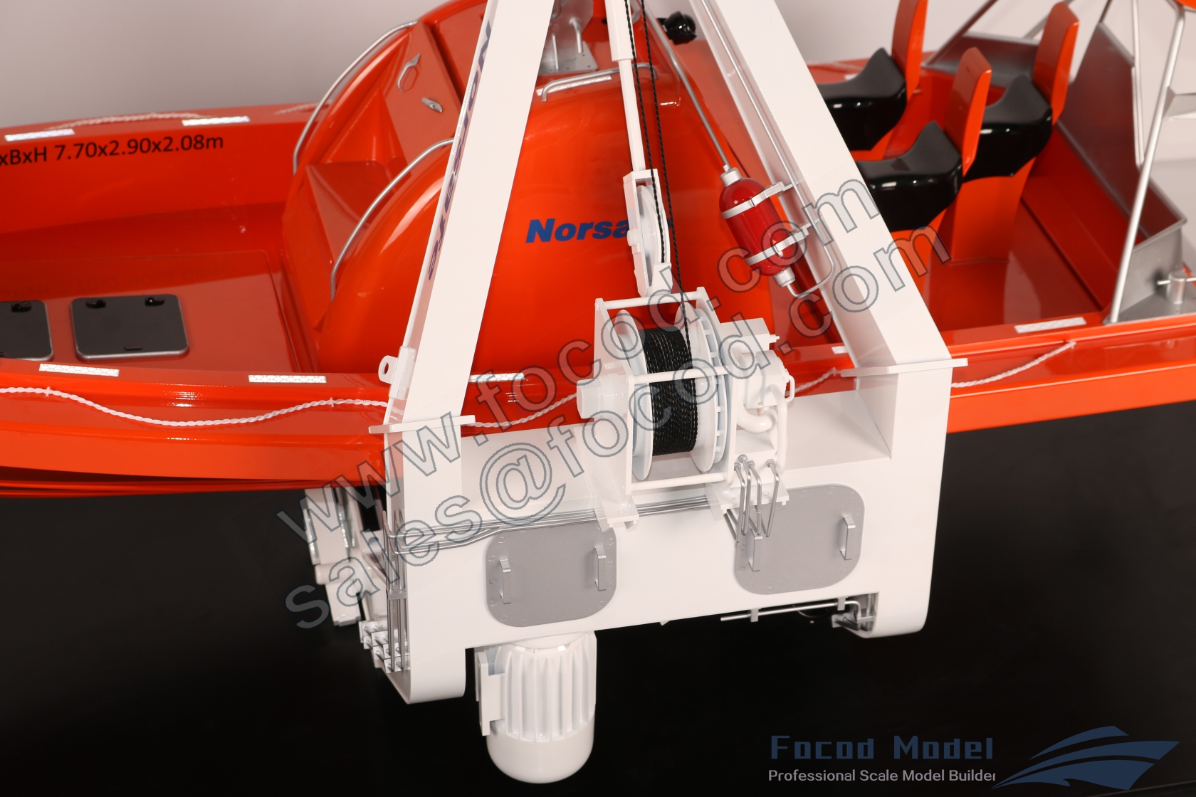 custom made model of fast rescue boat with davit